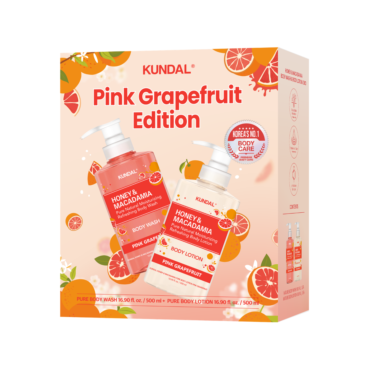 [Kundal] Pink Grapefruit Edition (Honey & Macadamia Body Wash + Lotion)