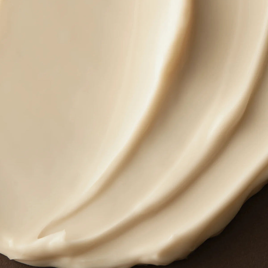Axis-Y Biome Ultimate Indulging Cream texture reference. The cream is light beige in color and of thick and creamy consistency.