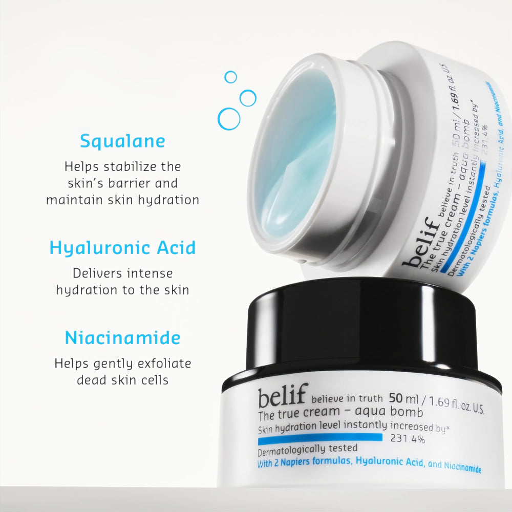 Belif The True Cream Aqua Bomb tuotekuva ja ainesosat info
