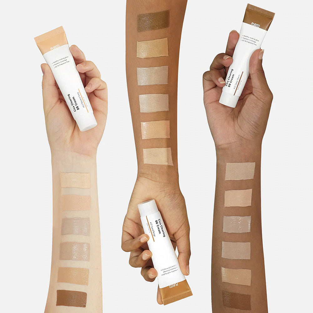Purito Cica Clearing BB Cream kaikki sävyt iholla